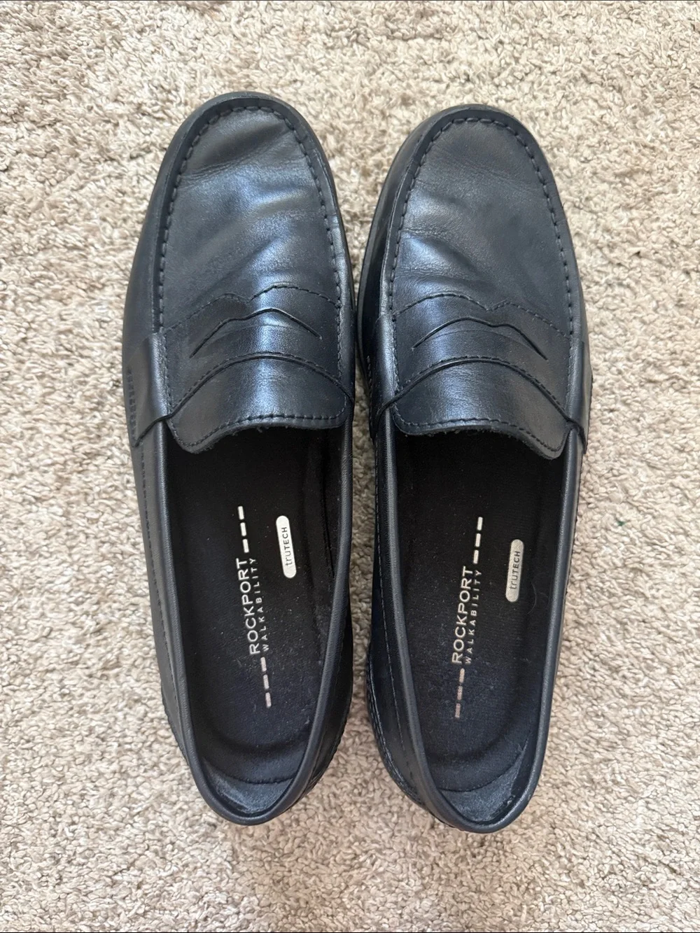 Rockport Black Leather Penny Slip-On Loafers